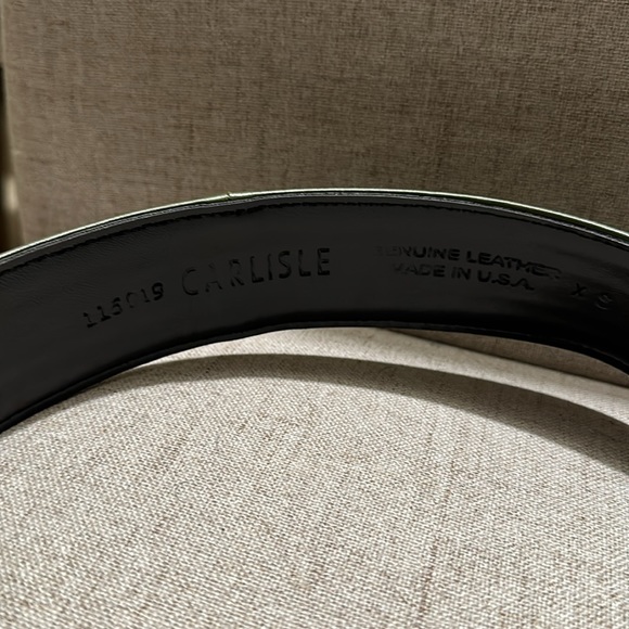 Vintage Carlisle army green leather suede wide belt, Size XSM - Picture 3 of 16